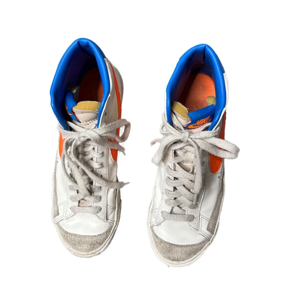 Nike Blazer Mid 77 Vintage Sail White Orange Leather High Top Sneakers Women 8.5